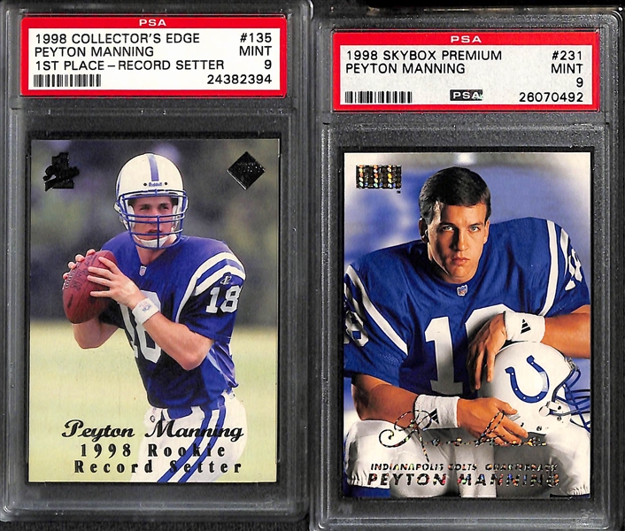 Huge Lot of (20) PSA Graded Football Rookies w. P. Manning, A. Rodgers, Warner, Moss, Aikman, B. Sanders, and Others